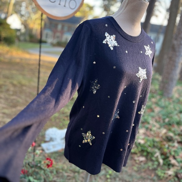 Kate Spade ♠️ Constellation Las Vegas Sweater, Rich Navy, XL, NWT - Picture 7 of 9